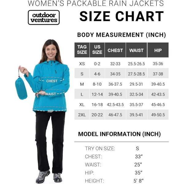 Outdoor Ventures Packable Rain Jacket Women Lightweight Waterproof Raincoat with Hood Cycling Bike Jacket Windbreaker