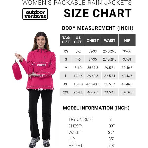 Outdoor Ventures Packable Rain Jacket Women Lightweight Waterproof Raincoat with Hood Cycling Bike Jacket Windbreaker