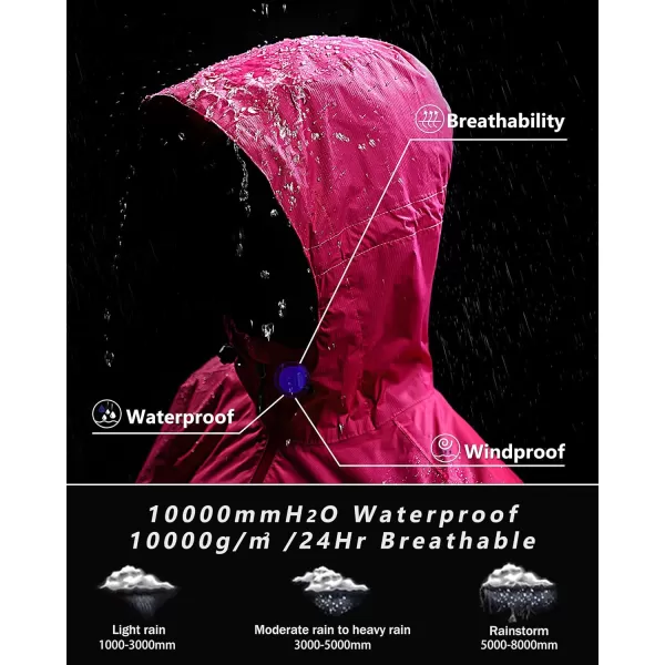 Outdoor Ventures Packable Rain Jacket Women Lightweight Waterproof Raincoat with Hood Cycling Bike Jacket Windbreaker