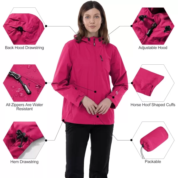 Outdoor Ventures Packable Rain Jacket Women Lightweight Waterproof Raincoat with Hood Cycling Bike Jacket Windbreaker