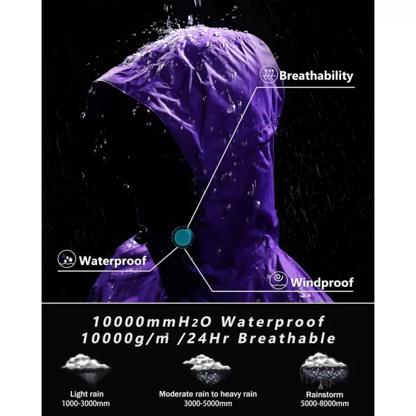 Outdoor Ventures Packable Rain Jacket Women Lightweight Waterproof Raincoat with Hood Cycling Bike Jacket Windbreaker