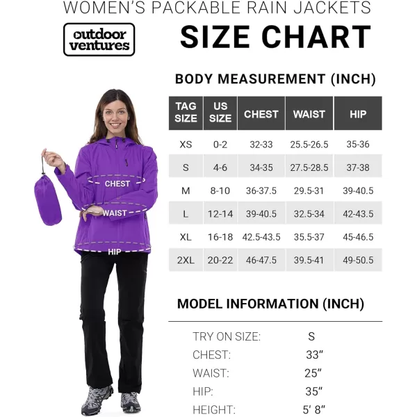 Outdoor Ventures Packable Rain Jacket Women Lightweight Waterproof Raincoat with Hood Cycling Bike Jacket Windbreaker