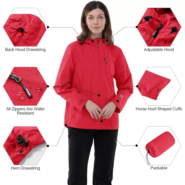 Outdoor Ventures Packable Rain Jacket Women Lightweight Waterproof Raincoat with Hood Cycling Bike Jacket Windbreaker