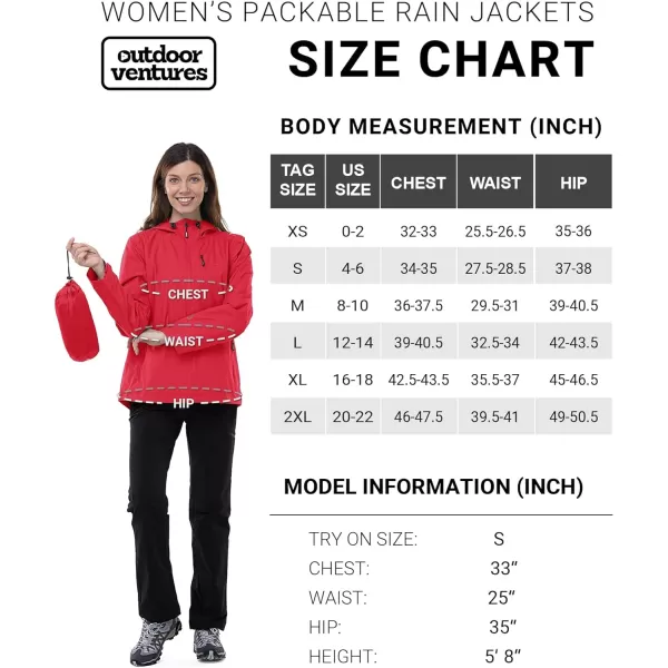 Outdoor Ventures Packable Rain Jacket Women Lightweight Waterproof Raincoat with Hood Cycling Bike Jacket Windbreaker