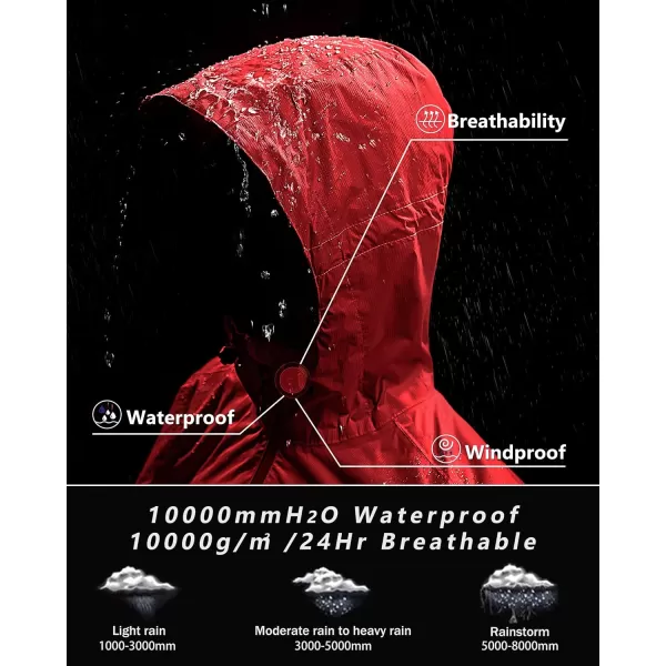 Outdoor Ventures Packable Rain Jacket Women Lightweight Waterproof Raincoat with Hood Cycling Bike Jacket Windbreaker