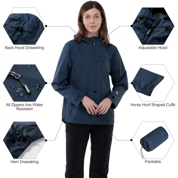 Outdoor Ventures Packable Rain Jacket Women Lightweight Waterproof Raincoat with Hood Cycling Bike Jacket Windbreaker
