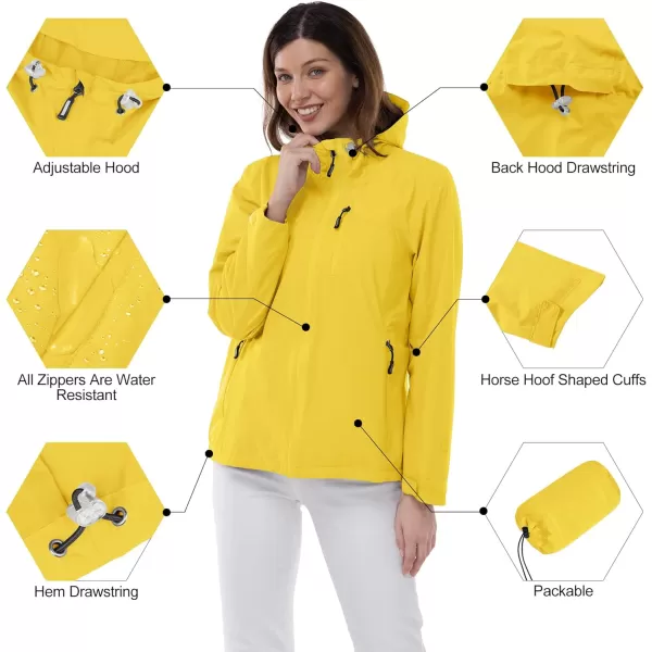 Outdoor Ventures Packable Rain Jacket Women Lightweight Waterproof Raincoat with Hood Cycling Bike Jacket Windbreaker