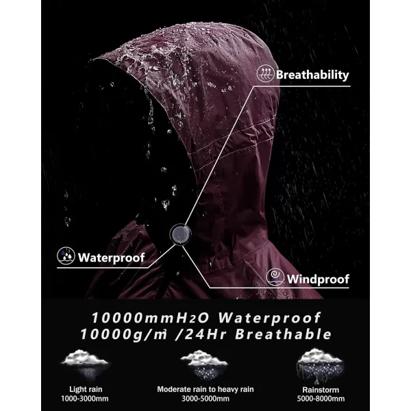 Outdoor Ventures Packable Rain Jacket Women Lightweight Waterproof Raincoat with Hood Cycling Bike Jacket Windbreaker