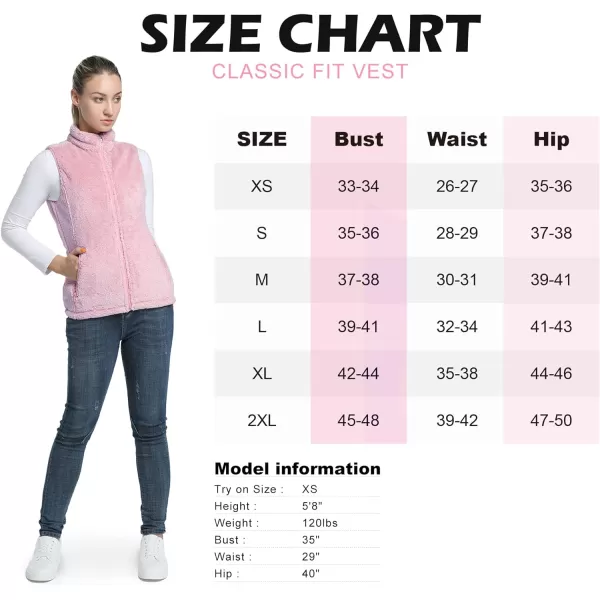 Outdoor Ventures Women's Fleece Vest Plush Polar Soft Sherpa Sleeveless Lightweight Jacket with Zip up Pockets