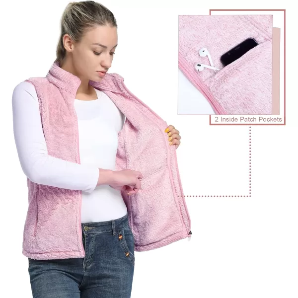 Outdoor Ventures Women's Fleece Vest Plush Polar Soft Sherpa Sleeveless Lightweight Jacket with Zip up Pockets