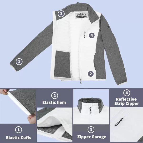 Outdoor Ventures Women's Hybrid Jacket Lightweight Insulated Jacket Full Zip Quilted Outerwear Jacket