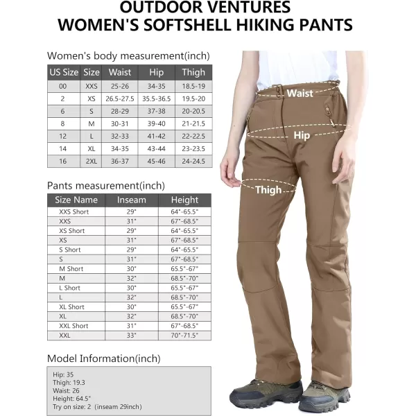 Outdoor Ventures Women's Idra Fleece Lined Hiking Pants Outdoor Softshell Waterproof Snow Pants Windproof Ski Pants