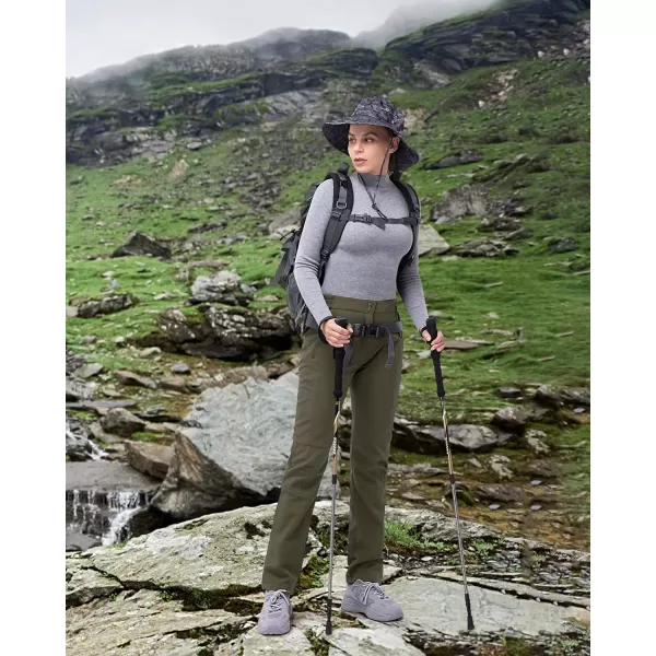 Outdoor Ventures Women's Idra Fleece Lined Hiking Pants Outdoor Softshell Waterproof Snow Pants Windproof Ski Pants
