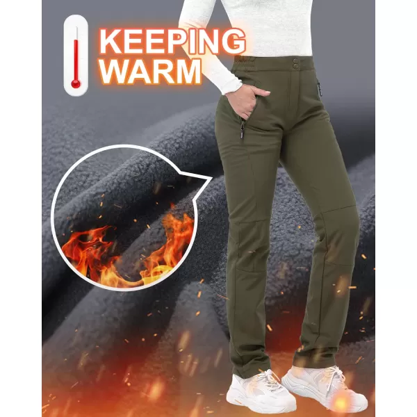 Outdoor Ventures Women's Idra Fleece Lined Hiking Pants Outdoor Softshell Waterproof Snow Pants Windproof Ski Pants