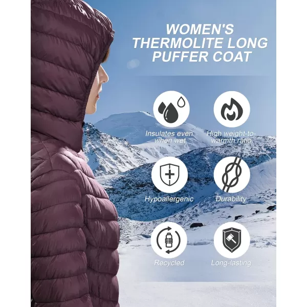 Outdoor Ventures Women's Maryan Hooded Ultra Lightweight Warm Thermolite Long Puffer Coat