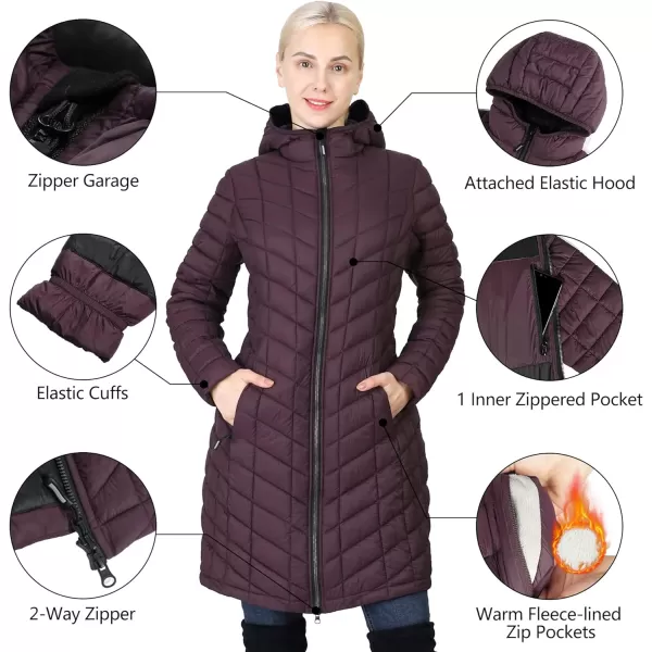 Outdoor Ventures Women's Maryan Hooded Ultra Lightweight Warm Thermolite Long Puffer Coat