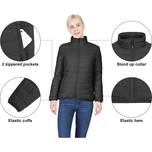 Outdoor Ventures Women's Packable Full-Zip Short Puffer Jacket Insulated Quilted Warm Lightweight Winter Coat)