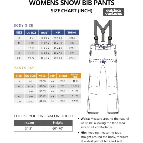 Outdoor Ventures Women's Ski Snow Bib Pants Warm Insulated Waterproof Snowboard Softshell Pants with Detachable Bib