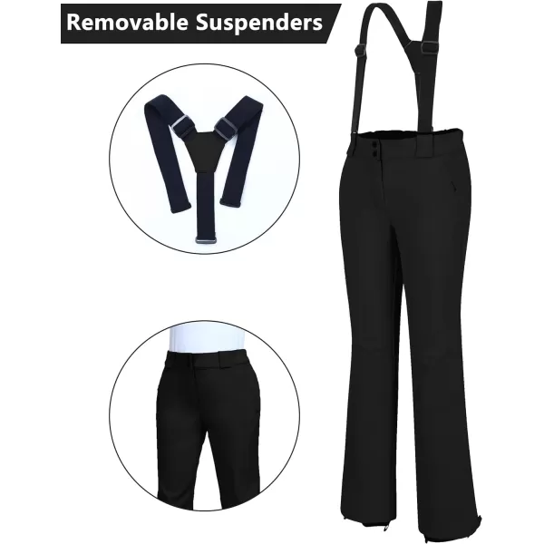 Outdoor Ventures Women's Ski Snow Bib Pants Warm Insulated Waterproof Snowboard Softshell Pants with Detachable Bib