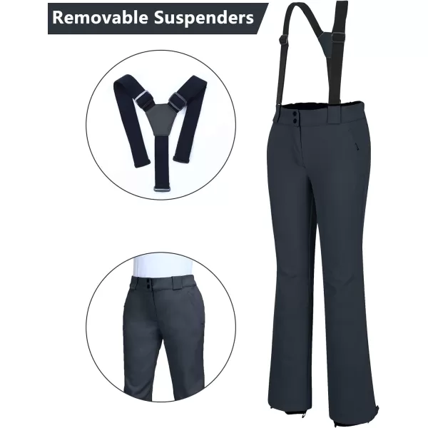 Outdoor Ventures Women's Ski Snow Bib Pants Warm Insulated Waterproof Snowboard Softshell Pants with Detachable Bib