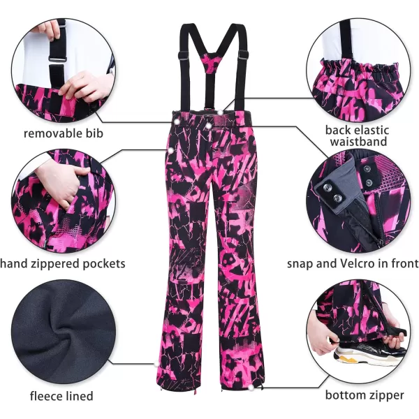 Outdoor Ventures Women's Ski Snow Bib Pants Warm Insulated Waterproof Snowboard Softshell Pants with Detachable Bib