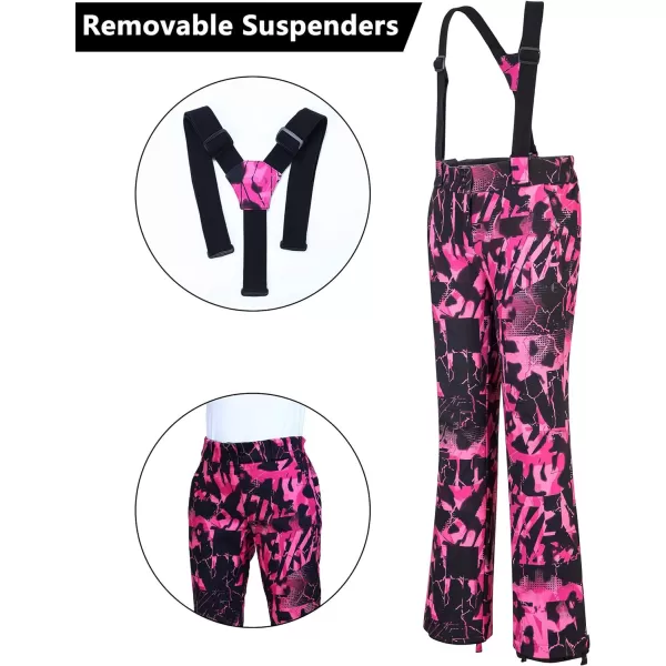 Outdoor Ventures Women's Ski Snow Bib Pants Warm Insulated Waterproof Snowboard Softshell Pants with Detachable Bib