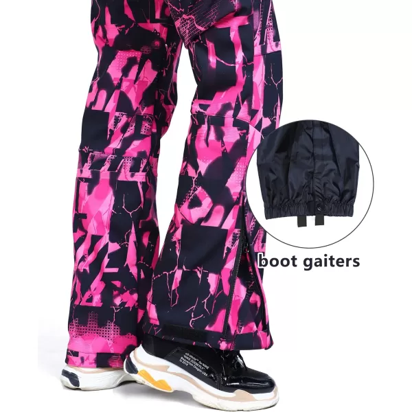 Outdoor Ventures Women's Ski Snow Bib Pants Warm Insulated Waterproof Snowboard Softshell Pants with Detachable Bib