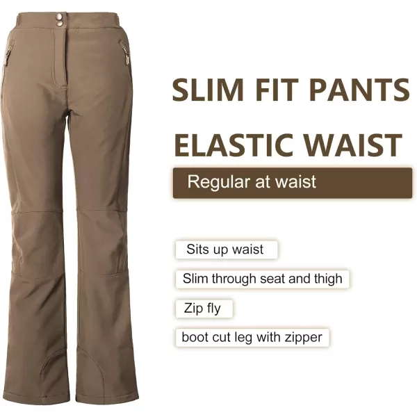 Outdoor Ventures Women's Sleek Waterproof Softshell Fleece Lined Ski Snow Insulated High Rise Hiking Pants with Bottom Zipper