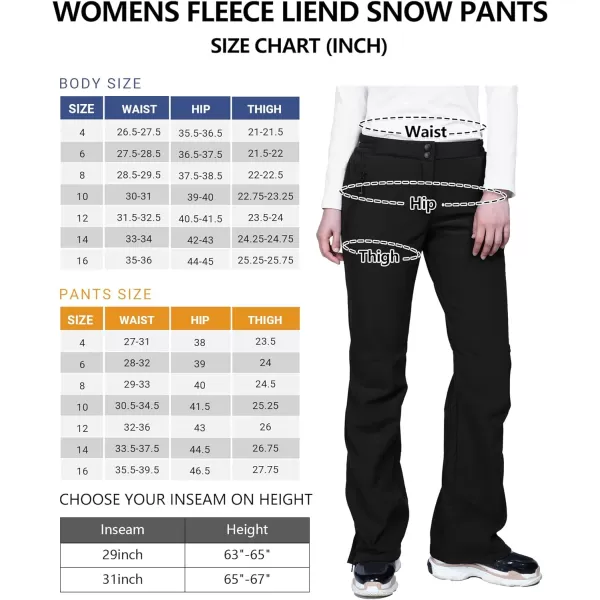 Outdoor Ventures Women's Snow Pants Waterproof Windproof Outdoor Fleece Lined Softshell Insulated Ski Pants with Boot Gaiters