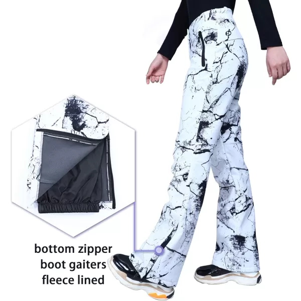 Outdoor Ventures Women's Snow Pants Waterproof Windproof Outdoor Fleece Lined Softshell Insulated Ski Pants with Boot Gaiters