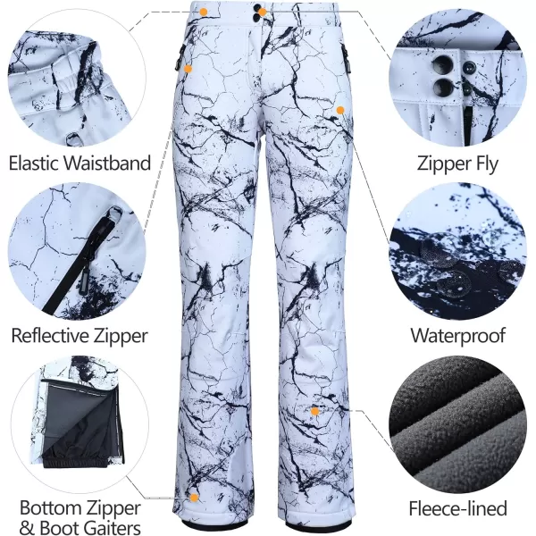 Outdoor Ventures Women's Snow Pants Waterproof Windproof Outdoor Fleece Lined Softshell Insulated Ski Pants with Boot Gaiters