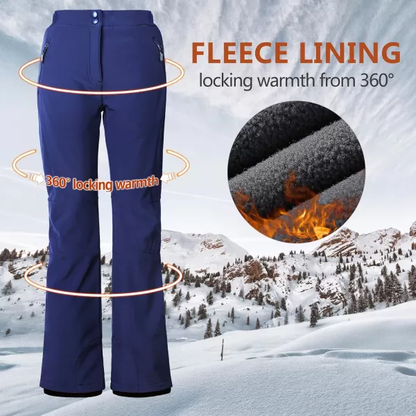 Outdoor Ventures Women's Snow Pants Waterproof Windproof Outdoor Fleece Lined Softshell Insulated Ski Pants with Boot Gaiters