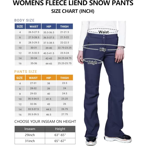 Outdoor Ventures Women's Snow Pants Waterproof Windproof Outdoor Fleece Lined Softshell Insulated Ski Pants with Boot Gaiters