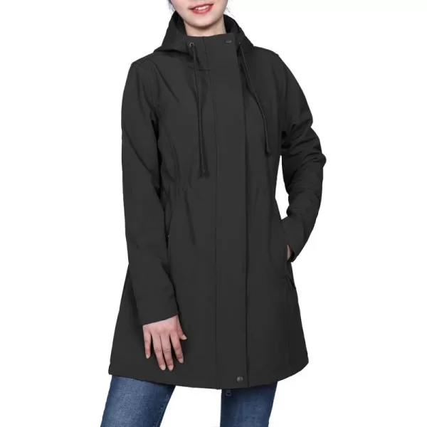 Outdoor Ventures Women's Softshell Jacket Hooded Lightweight Windproof Fleece Lined Waterproof Long Coats