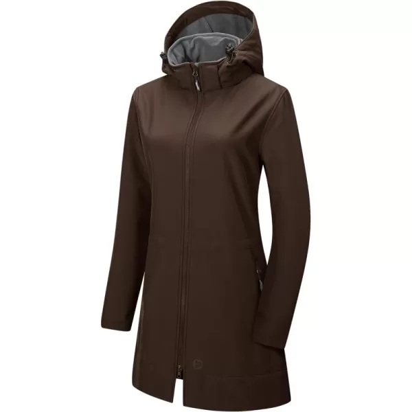 Outdoor Ventures Women's Softshell Jacket with Removable Hood Fleece Lined Windbreaker Insulated Long Warm Rain Jacket