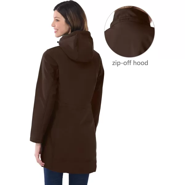 Outdoor Ventures Women's Softshell Jacket with Removable Hood Fleece Lined Windbreaker Insulated Long Warm Rain Jacket