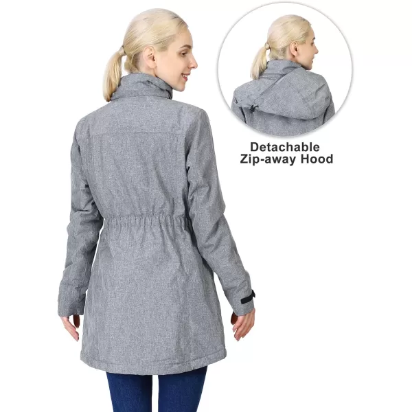 Outdoor Ventures Women's Winter Padded Ski Jacket Long Anorak Utility Jacket Waterproof Warm Snow Coat with Detachable Hood