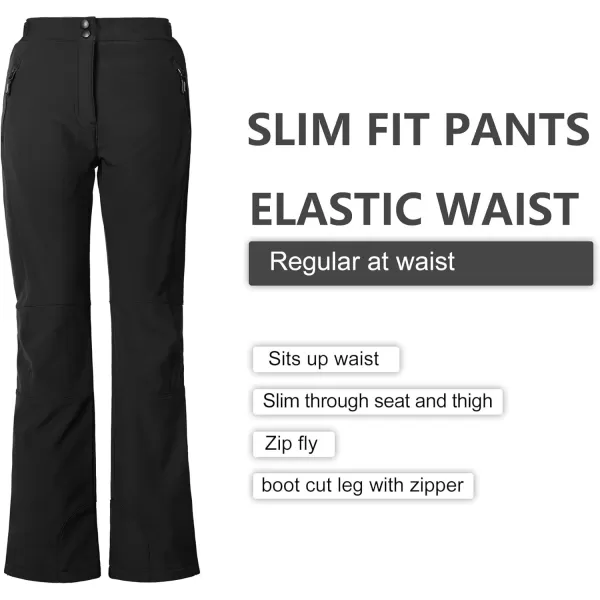 Outdoor Ventures Women's Sleek Waterproof Softshell Fleece Lined Ski Snow Insulated High Rise Hiking Pants with Bottom Zipper