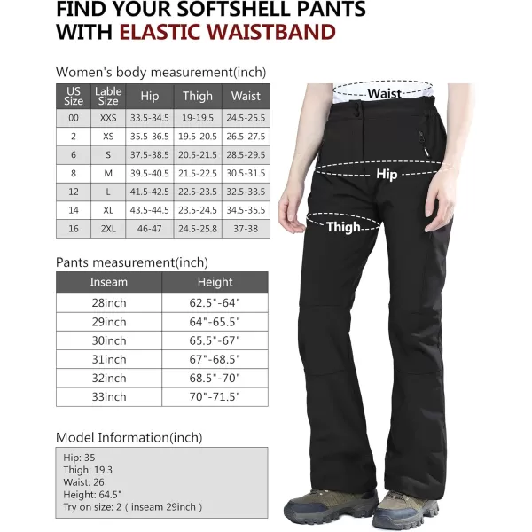 Outdoor Ventures Women's Sleek Waterproof Softshell Fleece Lined Ski Snow Insulated High Rise Hiking Pants with Bottom Zipper