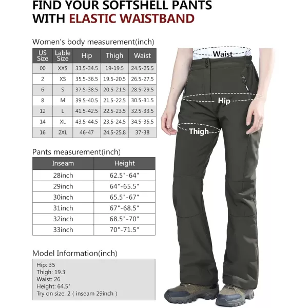 Outdoor Ventures Women's Sleek Waterproof Softshell Fleece Lined Ski Snow Insulated High Rise Hiking Pants with Bottom Zipper