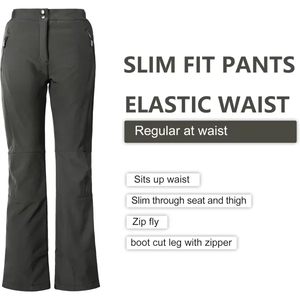 Outdoor Ventures Women's Sleek Waterproof Softshell Fleece Lined Ski Snow Insulated High Rise Hiking Pants with Bottom Zipper