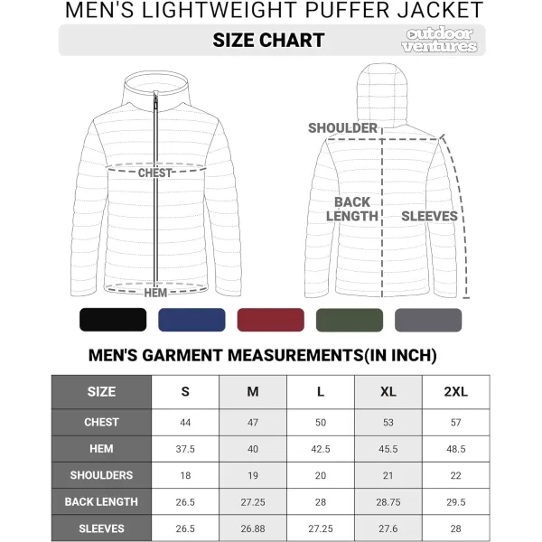 Outdoor Ventures Men's Lightweight Packable Hooded Puffer Jacket Insulated Winter Coat for Snow Ski Traveling)