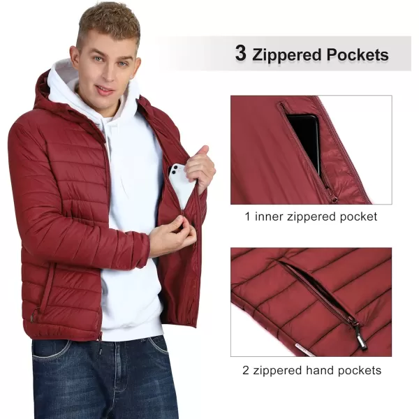 Outdoor Ventures Men's Lightweight Packable Hooded Puffer Jacket Insulated Winter Coat for Snow Ski Traveling)
