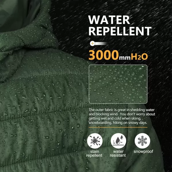 imageOutdoor Ventures Mens Lightweight Packable Hooded Puffer Jacket Insulated Winter Coat for Snow Ski TravelingArmy Greenfold in Pocket