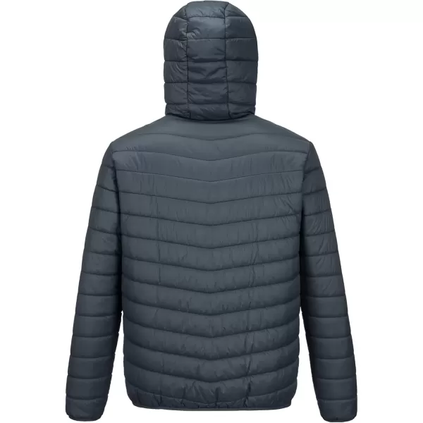 imageOutdoor Ventures Mens Lightweight Packable Hooded Puffer Jacket Insulated Winter Coat for Snow Ski TravelingDark Greyfold in Bag