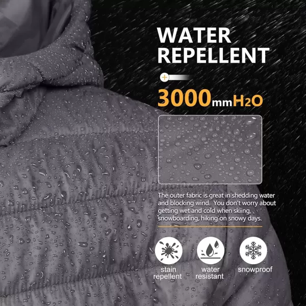 imageOutdoor Ventures Mens Lightweight Packable Hooded Puffer Jacket Insulated Winter Coat for Snow Ski TravelingGreyfold in Pocket