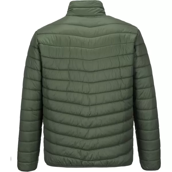 imageOutdoor Ventures Mens Lightweight Packable Puffer Winter Jacket Insulated Puffy Coat for Snow Ski Hiking TravelArmy Greenfold in Bag