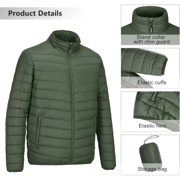 imageOutdoor Ventures Mens Lightweight Packable Puffer Winter Jacket Insulated Puffy Coat for Snow Ski Hiking TravelArmy Greenfold in Bag