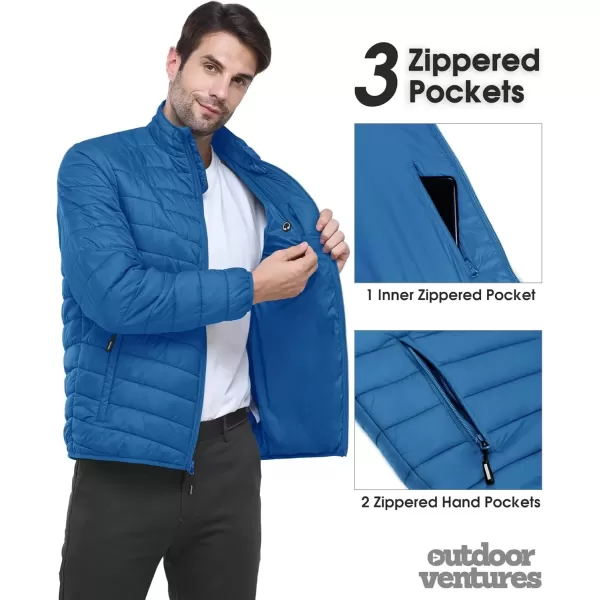 imageOutdoor Ventures Mens Lightweight Packable Puffer Winter Jacket Insulated Puffy Coat for Snow Ski Hiking TravelCobalt Bluefold in Pocket Or Bag