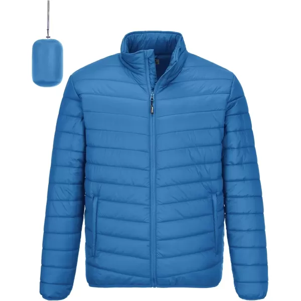 imageOutdoor Ventures Mens Lightweight Packable Puffer Winter Jacket Insulated Puffy Coat for Snow Ski Hiking TravelCobalt Bluefold in Pocket Or Bag